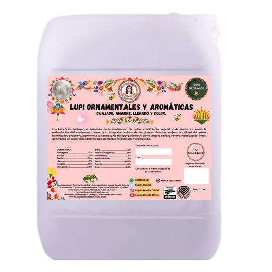 LupiOrnamentales y Césped – Fertilizante orgánico-mineral fermentado para jardines y pasto