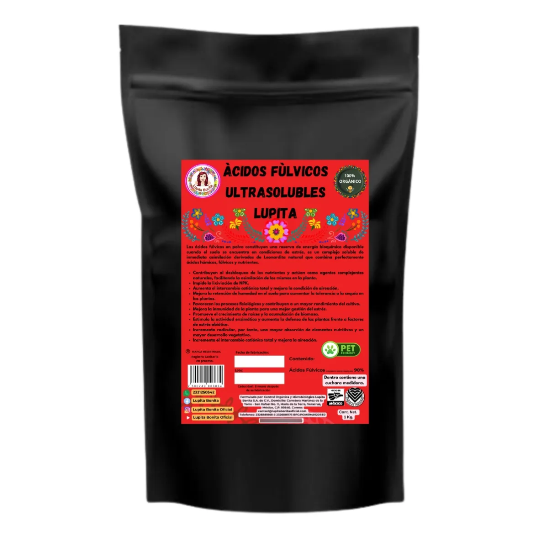 Ácidos Fúlvicos Puros Ultrasolubles – Complejo bioquímico para nutrición vegetal y gestión del estrés
